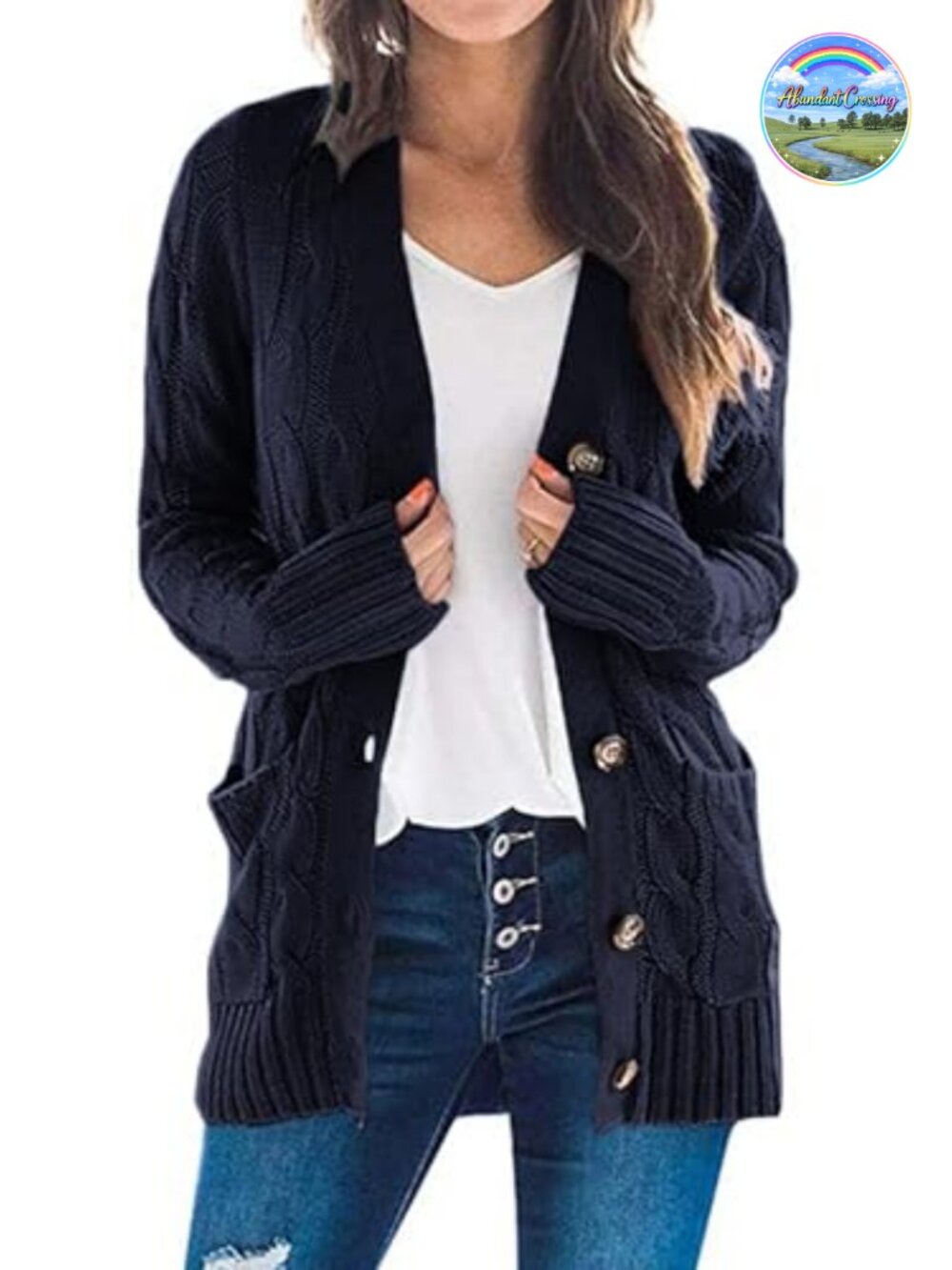 Chunky Cable Knit Cardigan Sweater Button Down Loose Fit Fall Winter